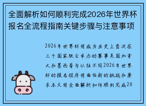 全面解析如何顺利完成2026年世界杯报名全流程指南关键步骤与注意事项